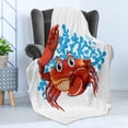 thumbnail image 4 of Crabs Soft Flannel Fleece Blanket, Cartoon Style Aquatic Animal with Blue Coral Reef in the Back Marine Mascot, Cozy Plush for Indoor and Outdoor Use, 50" x 70", Red Blue Pale Orange, by Ambesonne, 4 of 5