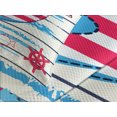 thumbnail image 4 of Ambesonne Cartoon Quilted Bedspread Set 3 Pcs, Fish Sailor Marine Sea, Queen Size, Cream Red Blue, 4 of 5