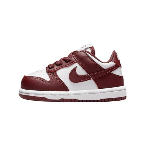 Nike Dunk Low Big Kids' Shoes (FB9109-115, White/Gym Red/Redwood) Size 3.5