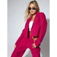 thumbnail image 5 of 2 Piece Outfits for Women Dressy Blazer Jackets High Waisted Straight Leg Pants Suits Set Business Casual Rose Red XXL, 5 of 9