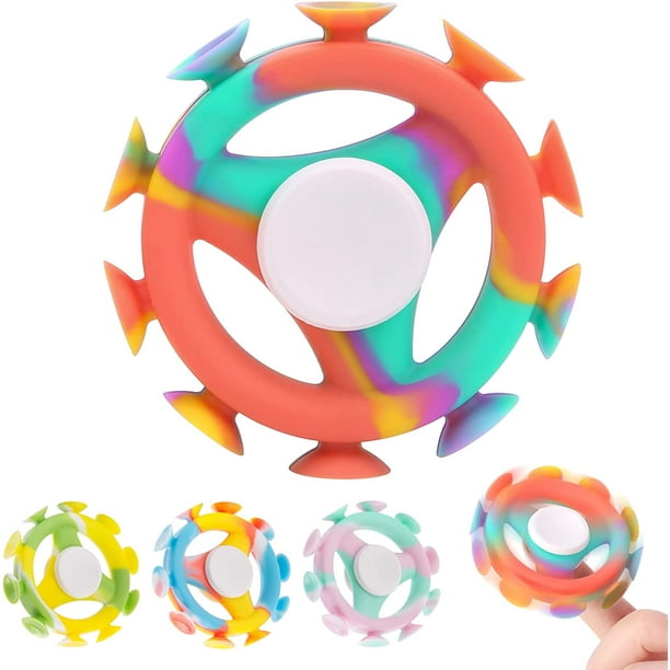 4PCS Suction Cup Spinner Toys, Colorful Suction Dart Fidget Toys, Silicone  Finger Spinners Stress Relief Toys 