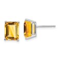thumbnail image 1 of 14k White Gold 9x7mm Emerald Cut Citrine Earrings, 1 of 1