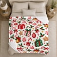 thumbnail image 5 of Festive Christmas decorative motif Cane Pattern, Festive Holiday Scene, Warm Flannel Blanket for Living Room and Reading Nook, Art Lovers Christmas Gift, Festive Home Decor, 5 of 9