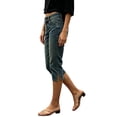 thumbnail image 5 of TEAJOPSUU Capri Jeans for Women Mid Rise Roll Hem Straight Leg Denim Pants Casual Summer Button Zipper Stretchy Capris Blue, 5 of 7