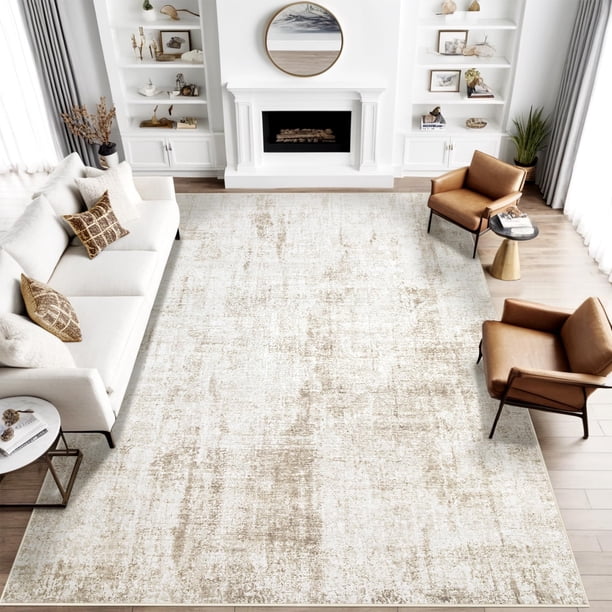 Alfombra de Área MXSANYOO 274x366 cm Lavable Antideslizante Beige