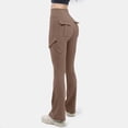 thumbnail image 2 of GEWSEY Women Workout Flare Leggings with Pockets Hidden Scrunch High Waisted Cargo Gym Yoga No Front Seam Leggings (Brown, XL), 2 of 5