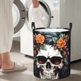 thumbnail image 5 of Fuzoiu Flower Horn Skull Print Circular Hamper,Laundry Basket with Handle,Collapsible Laundry,Dirty Clothes Storage Basket,for Bedroom Bathroom Dorm Living Room-Small, 5 of 6