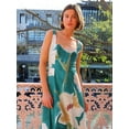 thumbnail image 6 of Women'S Square Neck Sleeveless Floral Flowy Long Dress A Line Maxi Dress Green XXL, 6 of 8