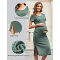 thumbnail image 4 of Ekouaer Maternity Dress Rib Knit Short Sleeve Bodycon Dresses Casual Stretchy Pregnancy Clothes, 4 of 5