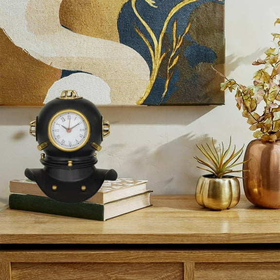 Urban Designs Mark V Style 8-Inch Decorative Diving Helmet with Clock - Black