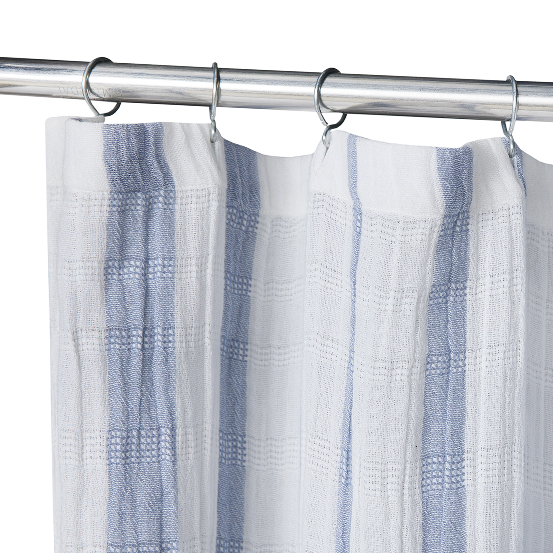 Better Homes & Gardens Blue Silver Gauze Stripe Shower Curtain, 100% Cotton, 72 in x 72 in