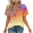thumbnail image 2 of Red Women's Short Sleeve T-shirt, Womens Tops Summer Short Sleeve V Neck Blouses Business Casual Loose Fit Tshirts Trendy Fashion Outfits,Women's Short sleeve T-shirt S, 2 of 4