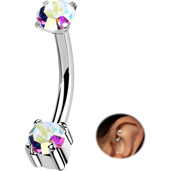 16G Internally Threaded Rook Piercing Jewelry for Men & Women, 316L Stainless Steel Gold Eyebrow Rings Vertical Labret Barbell Piercing Jewelry 6mm/8mm