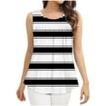 thumbnail image 4 of GERsome Summer Tank Tops for Women Pleated Scoop Neck Loose Fit Flowy Sleeveless T-Shirts Casual Vacation Curved Hem Muscle Tee S-2XL, 4 of 5