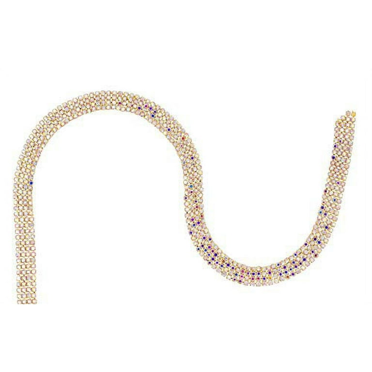 Crystal Rhinestone with Gold Chain for Sewing and Crafts, 5 Rows