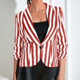 thumbnail image 2 of Lenpel Blazers for Women 3/4 Sleeve Open Front Lapel Button Striped Lightweight Jackets Trendy Outwear, 2 of 5