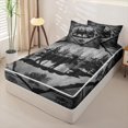 thumbnail image 2 of Erosebridal Vintage Wood Moose Silhouette Zipper Twin Comforter Sets with Fitted Sheet and 2 Pillowcases,Pine Tree Rustic Cabin Wildlife Zipper Bedding Set For Boys,Black Reversible,4-Piece, 2 of 7
