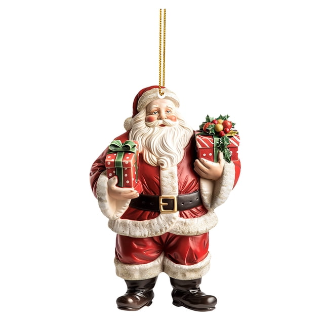 Christmas Santa Acrylic Flat Pendant Christmas Tree Pendant Decoration 2D Party New Year Christmas for Crafting Curtain Rod Large Baubles Clear Nylon Thread for Rose Beads String