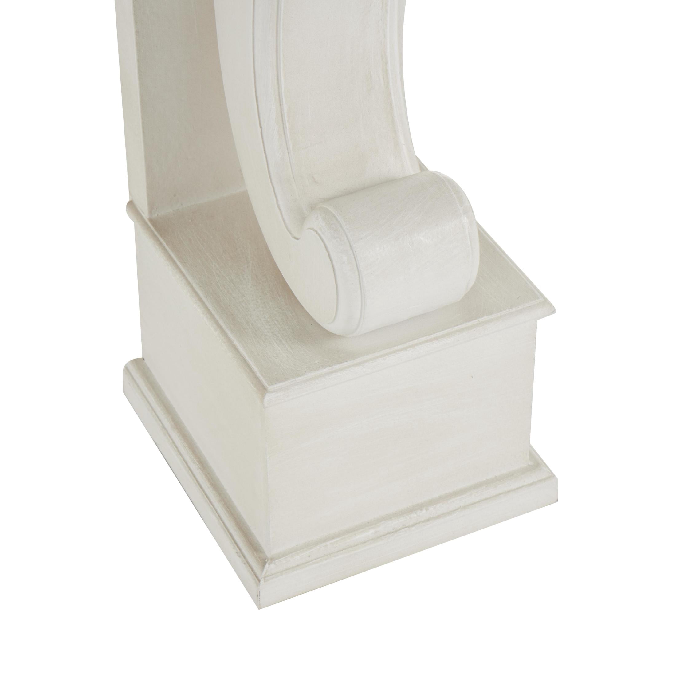 DecMode 45" x 42" Wooden White Freestanding Scroll Surround Fireplace Mantle with Floral Accents