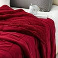 thumbnail image 3 of Sherpa Fleece Weighted Blanket for Adult, 15 lbs Dual Sided Cozy Fluffy Heavy Blanket, Ultra Fuzzy Throw Blanket with Soft Plush Flannel Top, 60 x 80 inches for Queen Burgundy on Both Sides, 3 of 14