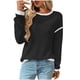 thumbnail image 2 of Ailaofu Women's 2025 Fall Fashion Crew Neck Long Sleeve Oversized Color Block Sweaters Ribbed Pullover Tops, 2 of 3