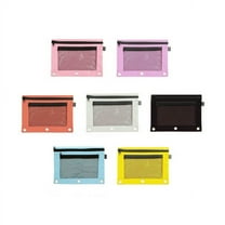 Bright Color 3-Ring Pencil Pouch W/ Mesh Window, 6 Pcs, Assorted Color - Emraw