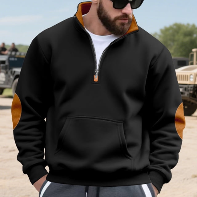 pstuiky Camisas casuales de manga larga para hombre, Blusa/camisa informal y moderna de color liso con cuello alto, manga larga y bolsillo con cremallera para hombre salir tops m