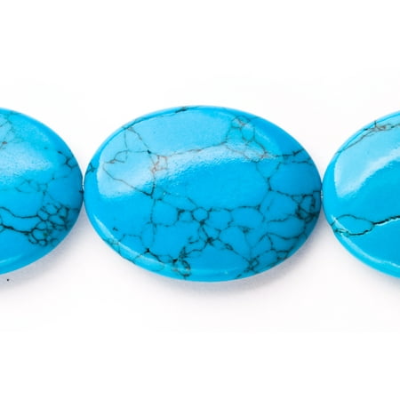 - Flat Man Made Turquoise Oval Beads Semi Precious Gemstones Size: 40x30mm Crystal Energy Stone Healing Power for Jewelry Making