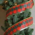 thumbnail image 3 of Northlight Green and Red Plaid Wired Christmas Craft Ribbon 2.5" x 10 Yards, 3 of 3