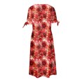 thumbnail image 5 of UVEASISHA Eyelet Dresses for Women Summer Casual Beach Vacation Dress V Neck Short Sleeve Boho Floral Maxi Dresses with Pockets Wine M, 5 of 6
