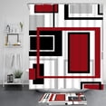 thumbnail image 2 of 4 Pcs Burnt Orange Shower Curtain Sets with Non-Slip Rugs, Toilet Lid Cover and Bath Mat, Modern Abstract Geometric Shower Curtain with 12 Hooks, Black Grey Bathroom Set, 2 of 7