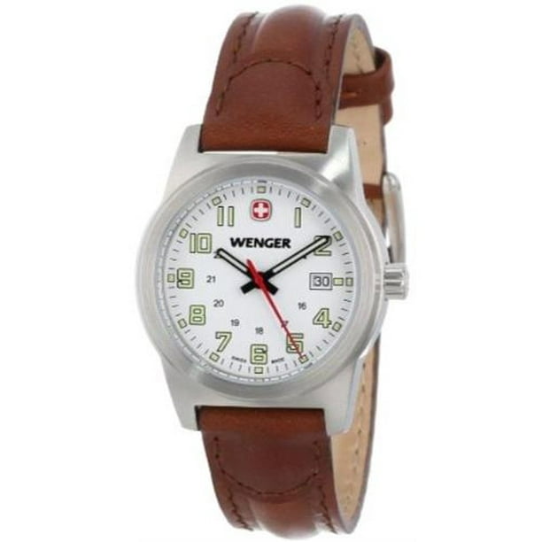 white dial brown leather strap watch