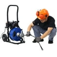 thumbnail image 6 of Commercial Sewer Snake Drill Drain Auger Cleaner Cable 60-Feet Long 1/2" (4)-Cutter Set & Foot Switch with Wheel,, 6 of 20