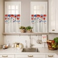 thumbnail image 3 of 3 Piece Kitchen Curtains and Valances Set Blue Red Flowers Cafe Curtains 36 Inch Length Elegant Spring Floral Butterfly Rustic Valance & Tier Curtain for Living Room Bedroom Window 54"x18"+27"x36"*2, 3 of 6