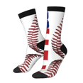 thumbnail image 2 of Women Crew Graphic Print Tube Socks Baseball Lace Flag Pattern Design Ladies Socks, 2 of 7