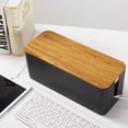 thumbnail image 6 of Fmnung Cable Management Box, Cord Organizer with Wood Lid for Desk TV Computer, Hide Power Strips and Cords, Cable Box with Ventilation Holes, White/Black, 6 of 6