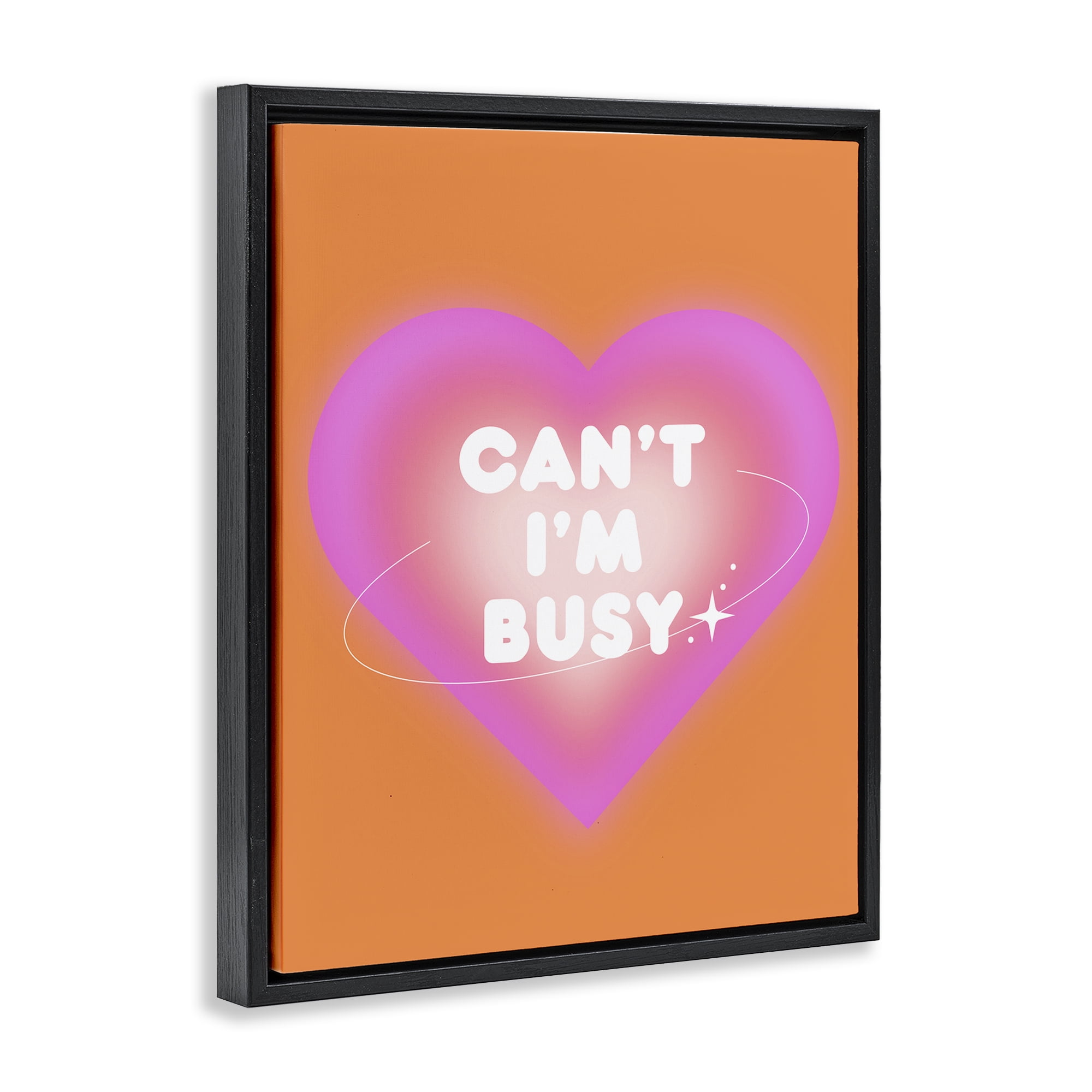 Stupell Industries Can't I'm Busy Phrase Text & Numbers Painting Black Floater Framed Canvas Art Print Wall Art, 17 x 21