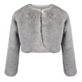 thumbnail image 3 of Fewfanhot Fuzzy Faux Fur Long Sleeve Bolero Shrug, Single Button Cropped Dress Cover Up Jacket for Girls Gifts, 3 of 5