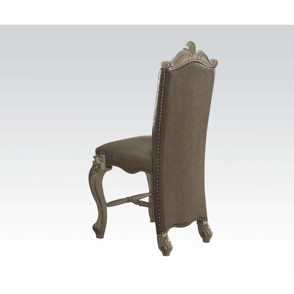 Vintage Gray Faux Leather Upholstered Side Chair
