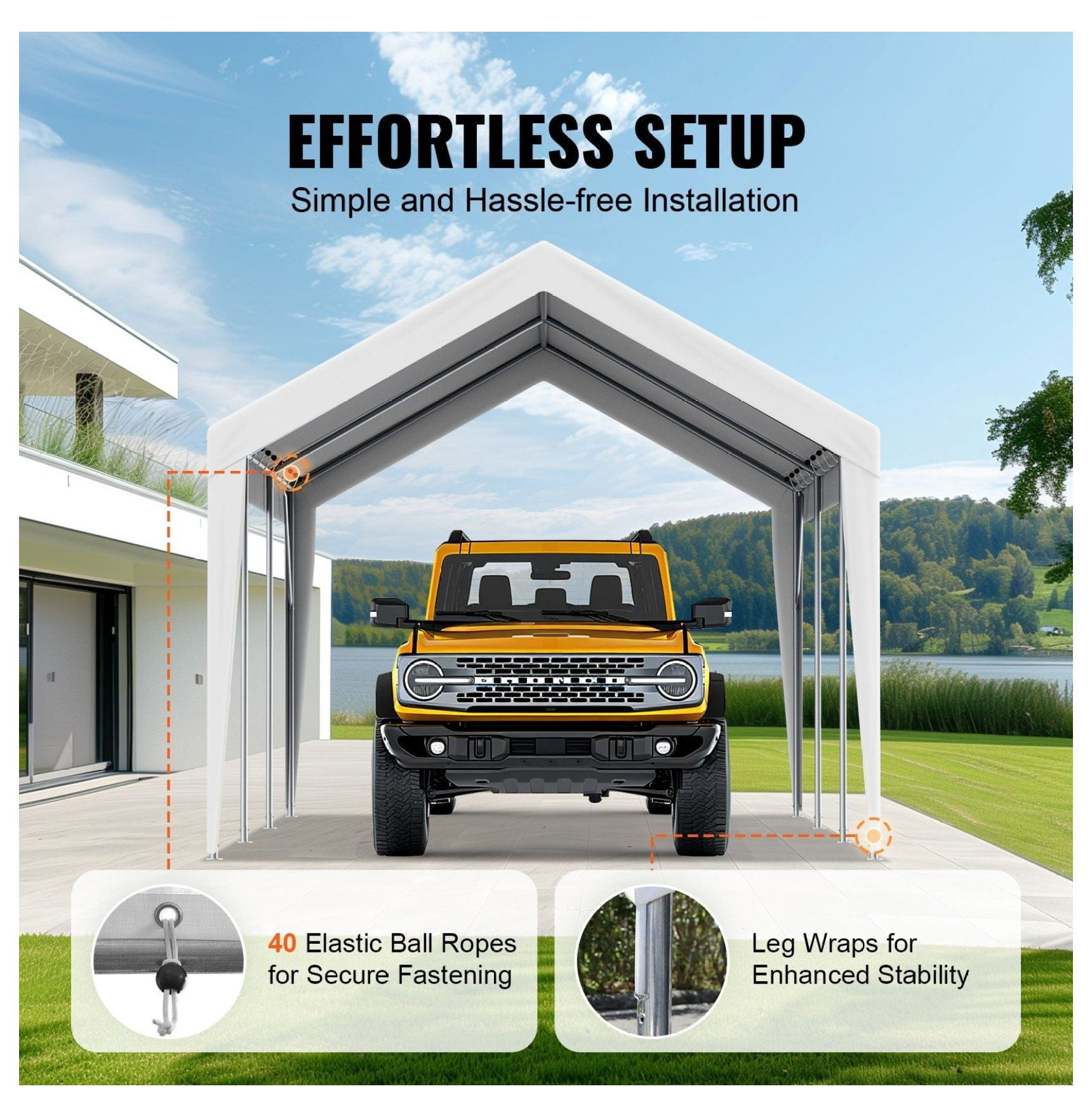Carport Canopy Cover 10x20 ft - Waterproof & UV Protection