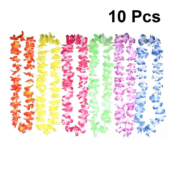 hengzirui Hawaii leis garland 10 Pcs Hawaiian Leis Garland Artificial Flowers Neck Wreath Hawaii Tropical Theme Party Costume Accessory Wedding Beach Birthday Decoration Mixed Color