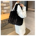 thumbnail image 3 of Striped Design Plush Bag Winter Fashion Shoulder Armpit Bags Large Capacity Furry Handbags Portable Cute Shopping Tote Bag, 3 of 10