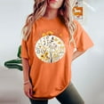 thumbnail image 4 of LEBONYARD Womens Tops Plus Size,Womens Tops Summer 2024 50% off clear,Women's Fashion Summer Round Neck Drop Sleeves Leisure Short Sleeve Flower Printing Tops Orange S, 4 of 7
