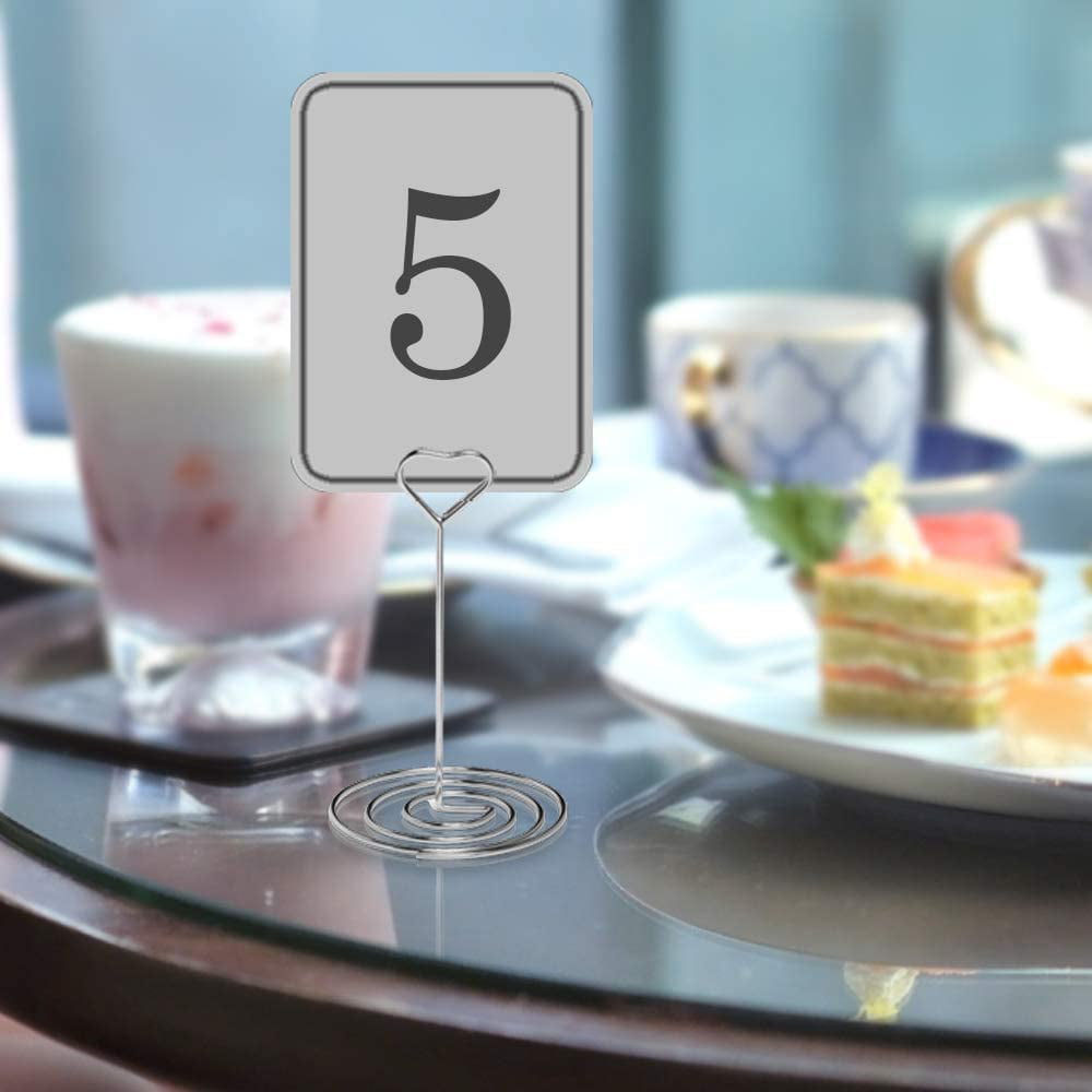 Graduation Party Elegant Menu Note Clips Bridal Shower Idea for Wedding Sturdy Table Number Holder Birthday Atopxing 10pcs 4.7 Place Card Holders Classy Table Photo Picture Stands Silver 