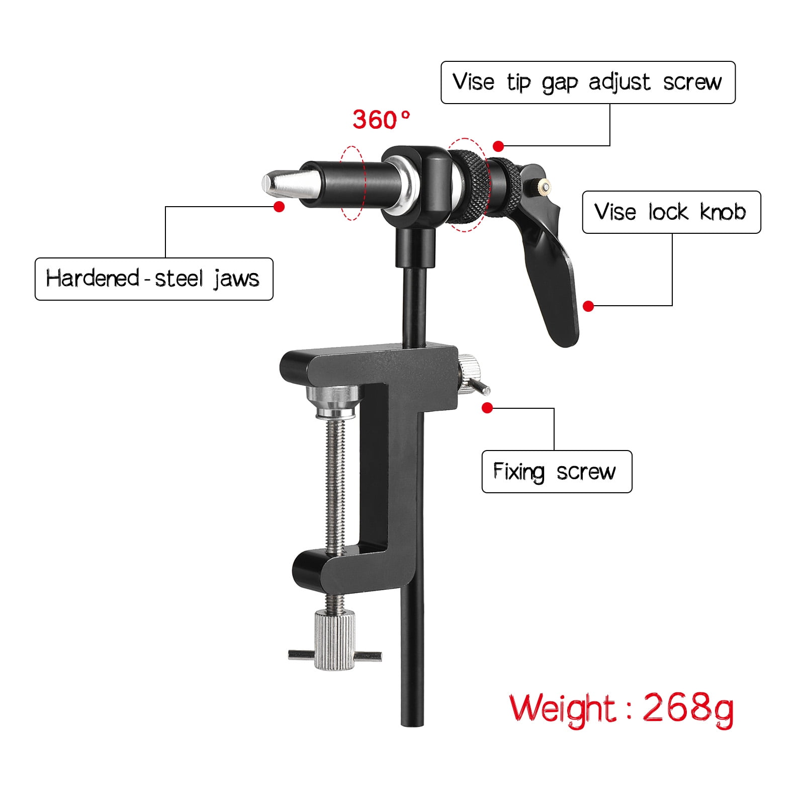 Maker Fly Tying Vise Tool Safety Holding Fishing Hook C-clamp Tying Vise Fly Fishing Tool Kit