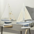 thumbnail image 3 of DecMode White Wood Sail Boat Handmade Decorative Sculpture, 2 Set of 25"H, 17"W, 3 of 12