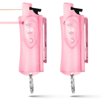 Pepper Spray Self Defense with Laser Sight & Belt Clip, 16 ft Range, 0.5 oz, Keychain, by Guard Dog Security, 2 pack Pink Outdoor