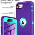 thumbnail image 6 of Petocase for iPhone SE 2022/2020 Case,Built-in Screen Protector Shockproof Dust/Drop Proof 3 in 1 Full Body Rugged Heavy Duty Durable Cover,Purple/Green, 6 of 8