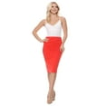 thumbnail image 4 of Women's Stretch Midi Pencil Skirt with Elastic Waist - Perfect for Office Wear, Sizes S-XL, 4 of 5