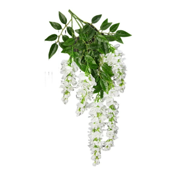 Artificial Wisteria Vine White, Artificial Wisteria Vine Garland Feet Piece Ratta Hanging Flowers for Home Garden Wedding Décor, Artificial Wisteria Flower*1